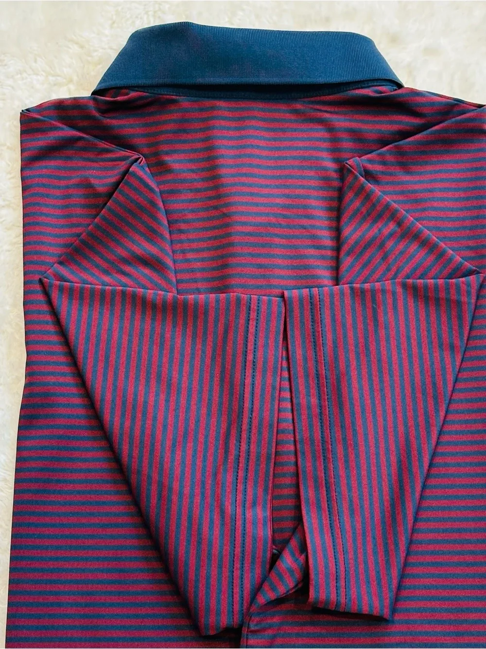 Polo Ralph Lauren Performance Golf Polo Shirt Mens XL Burgundy Navy Stripe
